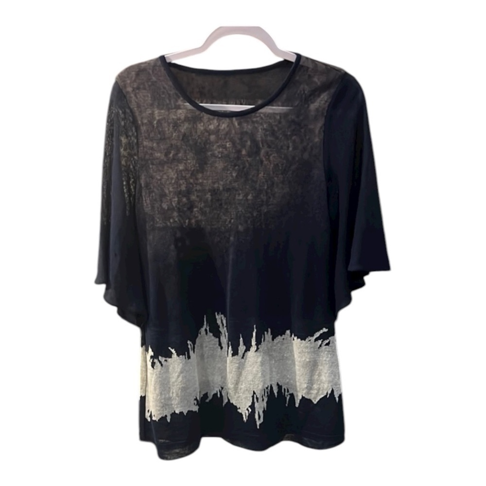 Lightweight dressy blue swing top with 3/4 Sleeves